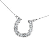 Glitz Design 0.30 ct tw Horse Shoe Diamond Pendant in 14K Gold (I-J,I2) - White Gold