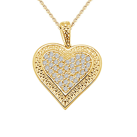 0.56 ct Diamond Heart Pendant in 14K White & Yellow Gold (I-J,I2) - Yellow Gold