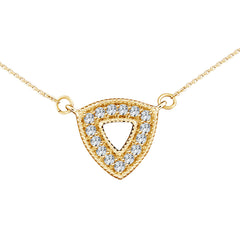 White Diamond Triangle or Trillion Pendant in Yellow Gold