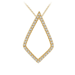 Kite Drop Shape White Diamond Pendant in Yellow Gold