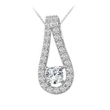 0.46 ct Teardrop Halo Diamond Pendant in 14K White & Yellow Gold (G-H,VS) - White Gold