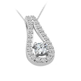 0.46 ct Teardrop Halo Diamond Pendant in 14K White & Yellow Gold (G-H,VS) - White Gold