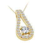 0.46 ct Teardrop Halo Diamond Pendant in 14K White & Yellow Gold (G-H,VS) - Yellow Gold