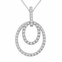 Entwined Circles Dangling White Diamond Pendant in White Gold