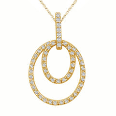 Entwined Circles Dangling White Diamond Pendant in Yellow Gold