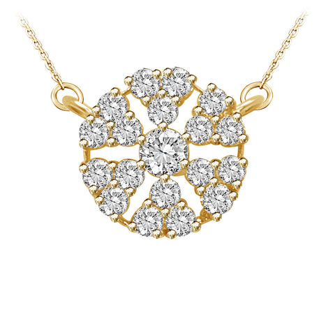 0.69 ct Petals of a Flower Cluster Diamond Pendant in 14K White & Yellow Gold (G-H,VS) - Yellow Gold