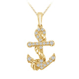 0.44 ct Anchor Diamond Pendant in 14K White & Yellow Gold (G-H,SI) - Yellow Gold