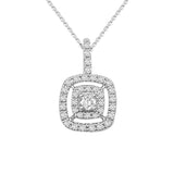 0.38 ct Cushion Double Halo Cluster Diamond Pendant in 14K White & Yellow Gold (G-H,SI) - White Gold