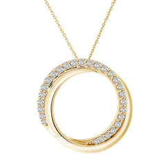 Intertwined Circles White Diamond Pendant in Yellow Gold