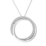 0.61 ct Intertwined Circles Diamond Medallion Pendant in 14K White & Yellow Gold (G-H,SI) - White Gold