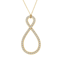 Twisted Loop White Diamond Pendant in Yellow Gold