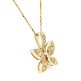 0.17 ct Dragonfly Diamond Pendant in 14K White & Yellow Gold (G-H,SI) - Yellow Gold