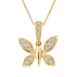 0.17 ct Dragonfly Diamond Pendant in 14K White & Yellow Gold (G-H,SI) - Yellow Gold