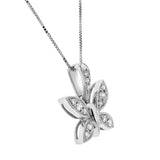 0.17 ct Dragonfly Diamond Pendant in 14K White & Yellow Gold (I-J,I2) - White Gold