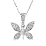 0.17 ct Dragonfly Diamond Pendant in 14K White & Yellow Gold (G-H,VS) - White Gold