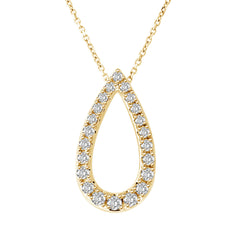 Teardrop Shape White Diamond Pendant in Yellow Gold