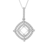 0.70 ct Dangling Cushion 5.50 mm Princess Halo Pendant Semi-Mount in 14K White & Yellow Gold (G-H,VS) - White Gold