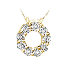 Circle White Diamond Pendant in Yellow Gold