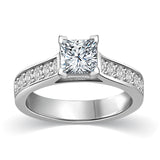 Glitz Design Princess Cut with Accent Diamonds in Cathedral Style Ring 14k Gold (G-H,VS2) - White Gold