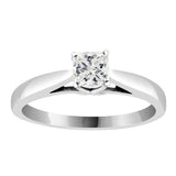 Natural Princess Cut Diamond Cathedral Setting Engagement Ring in 14K White or Yellow Gold (G-H,SI) - White Gold