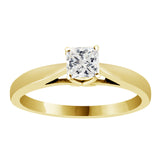 Natural Princess Cut Diamond Cathedral Setting Engagement Ring in 14K White or Yellow Gold (I-J,I1) - Yellow Gold