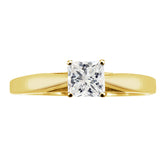 Natural Princess Cut Diamond Cathedral Setting Engagement Ring in 14K White or Yellow Gold (G-H,SI) - Yellow Gold