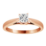 Natural Princess Cut Diamond Cathedral Setting Engagement Ring in 14K Rose Gold (I-J,I1) - Rose Gold