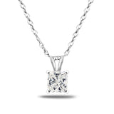 Princess Cut Diamond Solitaire Pendant Necklace 14K Gold (G-H,I2) - White Gold