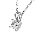 Princess Cut Diamond Solitaire Pendant Necklace 14K Gold (I-J,I1-I2) - White Gold