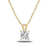 Princess Cut Diamond Solitaire Pendant Necklace 14K Gold (G-H,VS2) - White Gold