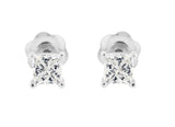 Glitz Design Princess Cut Natural Diamond Stud Earrings in 14k Gold with Screw Backs (G-H,VS1) - White Gold