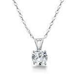 Round Brilliant Diamond Solitaire Pendant Necklace in 14K Gold (I-J,I1-I2) - White Gold