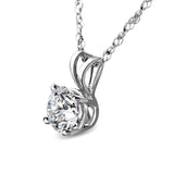 Round Brilliant Diamond Solitaire Pendant Necklace in 14K Gold (G-H,VS2) - White Gold