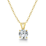 Round Brilliant Diamond Solitaire Pendant Necklace in 14K Gold (I-J,I1-I2) - Yellow Gold