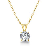 Round Brilliant Diamond Solitaire Pendant Necklace in 14K Gold (G-H,I1) - White Gold