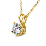 Round Brilliant Diamond Solitaire Pendant Necklace in 14K Gold (G-H,I2) - Yellow Gold