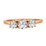 Natural  Round Brilliant Diamond Three Stone Anniversary Wedding Ring in 14K Rose Gold (I-J,I1) - Rose Gold