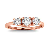 Natural  Round Brilliant Diamond Three Stone Anniversary Wedding Ring in 14K Rose Gold (G-H,VS1) - Rose Gold