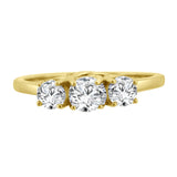 Natural Round Brilliant Diamond Three Stone Anniversary Wedding Ring in 14K White or Yellow Gold (G-H,I1) - Yellow Gold