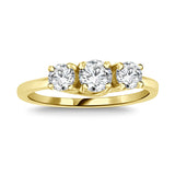 Natural Round Brilliant Diamond Three Stone Anniversary Wedding Ring in 14K White or Yellow Gold (G-H,I1) - Yellow Gold