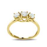 Natural Round Brilliant Diamond Three Stone Anniversary Wedding Ring in 14K White or Yellow Gold (G-H,I2) - Yellow Gold