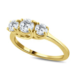 Natural Round Brilliant Diamond Three Stone Anniversary Wedding Ring in 14K White or Yellow Gold (I-J,I1) - Yellow Gold