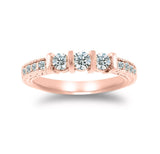 1/2 ct tw Vintage Three Stone Anniversary Millgrain Setting Ring Past Present Future 14K Rose Gold (G-H,SI1-SI2) - Rose Gold