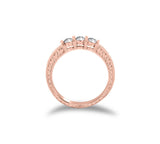 1/2 ct tw Vintage Three Stone Anniversary Millgrain Setting Ring Past Present Future 14K Rose Gold (I-J,I1-I2) - Rose Gold
