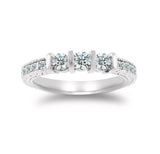 Gitz Design 1/2 ct tw Diamond Vintage Past Present Future Millgrain Setting Ring 14k Gold (I-J,I1-I2) - White Gold