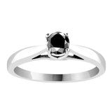 Round Brilliant Black Diamond Cathedral Setting Engagement Ring in 14K White or Yellow Gold (Black,AAA) - White Gold