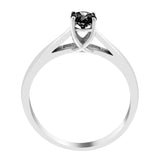 Round Brilliant Black Diamond Cathedral Setting Engagement Ring in 14K White or Yellow Gold (Black,AAA) - White Gold